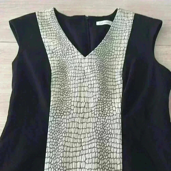 Calvin Klein Black & White Animal Print Knee Length Dress Size 6 - Picture 6 of 11